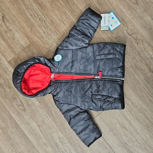 Carter's Other - Carter's, reversible, jacket, size 12 months, boys, black, red, hooded